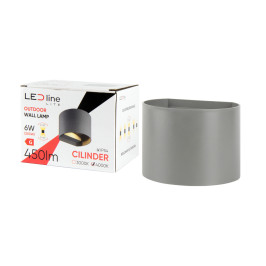 Sieninis lauko šviestuvas CILINDER, LED 2x3W, 3000K, IP54, reguliuojamo švietimo kampo, pilkas, LED line LITE