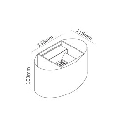 Sieninis lauko šviestuvas CILINDER, LED 2x3W, 3000K, IP54, reguliuojamo švietimo kampo, pilkas, LED line LITE