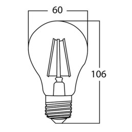 LED lemputė E27 230V A60 8W 806lm, FILAMENT, šiltai balta 2700K, pritemdoma