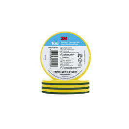 Izoliacinė juosta Temflex™ 165 19mmx0.15mmx20m, geltona-žalia, 3M