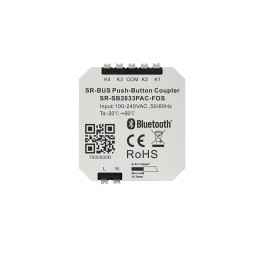 Vienos spalvos bevielis SR-BUS valdiklis skirtas nefiksuotiems PUSH jungikliams, 230Vac