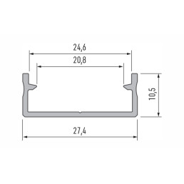 Profilis aliuminis anoduotas LED juostoms platus, DUAL, 3m, LUMINES
