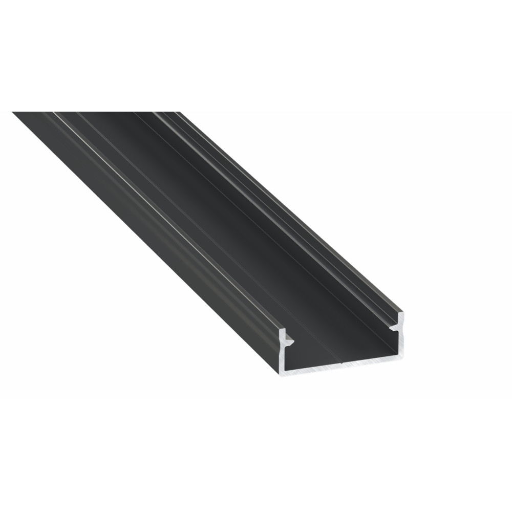 Profilis aliuminis anoduotas juodas LED juostoms platus, DUAL, 2m, LUMINES