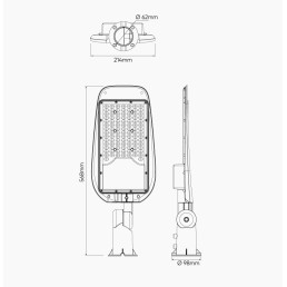 Gatvės šviestuvas LED 230V 100W 10 000lm, 130° x 75° 4000K neutraliai balta, STREETLITE, IP65, IK08