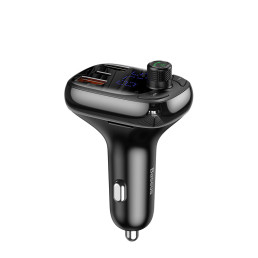 Automobilinis FM moduliatorius, įkroviklis su Bluetooth 12-24V 2xUSB + USB-C, juodas