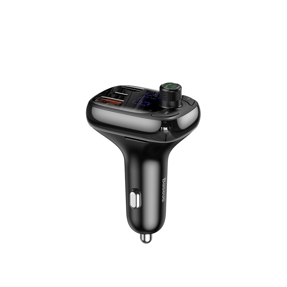 Automobilinis FM moduliatorius, įkroviklis su Bluetooth 12-24V 2xUSB + USB-C, juodas