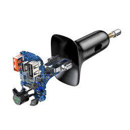 Automobilinis FM moduliatorius, įkroviklis su Bluetooth 12-24V 2xUSB + USB-C, juodas