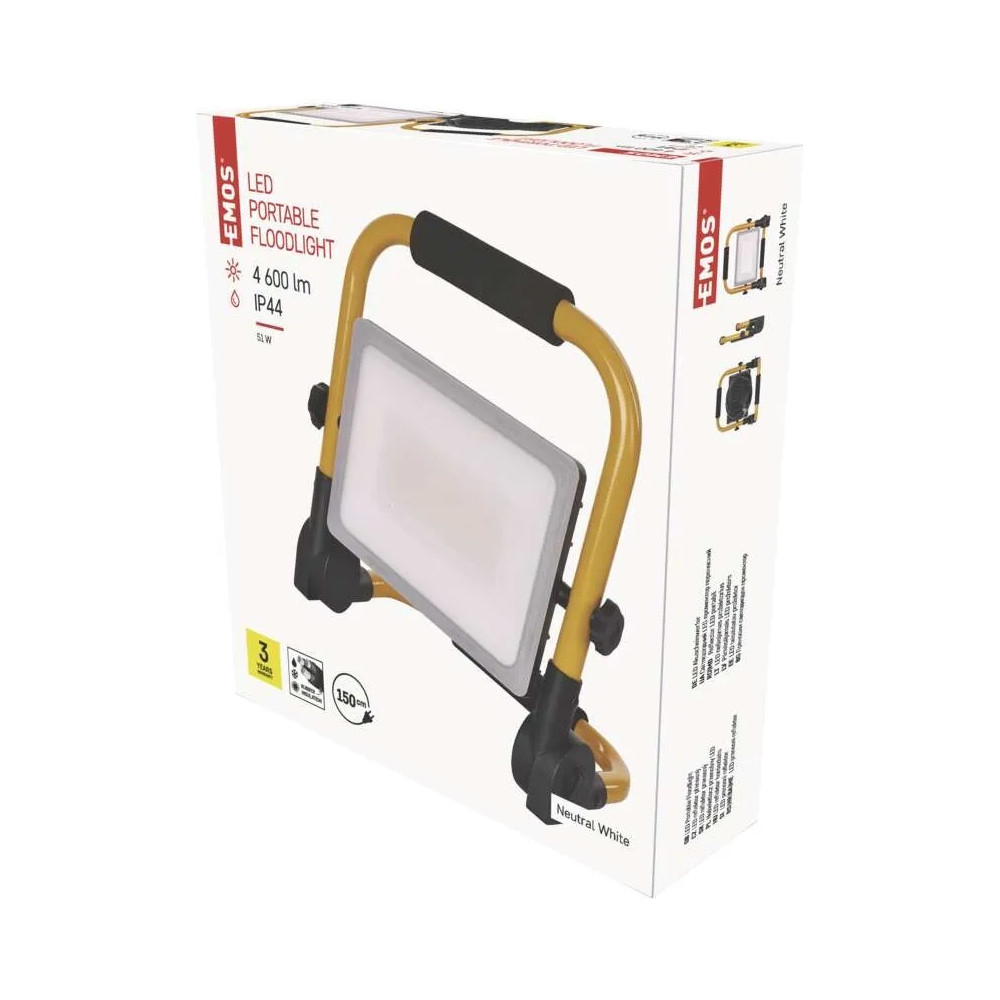 Nešiojamas darbinis šviestuvas su rankena, 230Vac, 51W, 4600lm, IP44, 4000K neutraliai balta