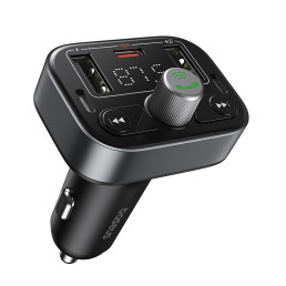 Automobilinis FM moduliatorius, įkroviklis su Bluetooth 5.3 2xUSB + USB-C, juodas