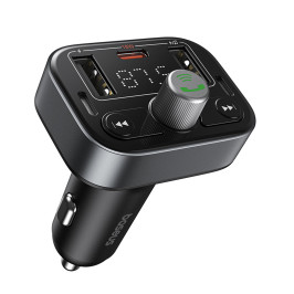 Automobilinis FM moduliatorius, įkroviklis su Bluetooth 5.3 2xUSB + USB-C, juodas