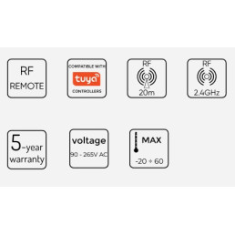 LED valdiklio pultas, montuojamas sienoje, su spalvų ratu, RGBW/ RGB+CCT, RF 2,4GHz, TUYA, VARIANTE, LED line PRIME