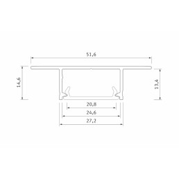 Profilis aliuminis anoduotas LED juostoms įleidžiamas, priglaistomas, PLATO, 2m