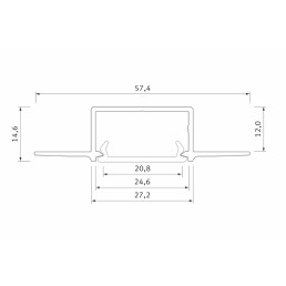 Profilis aliuminis anoduotas LED juostoms įleidžiamas, priglaistomas, HIRO, 2m