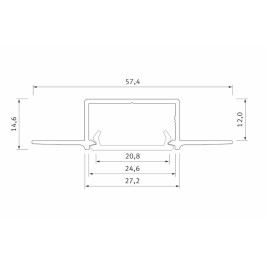 Profilis aliuminis anoduotas LED juostoms įleidžiamas, priglaistomas, HIRO, 2m