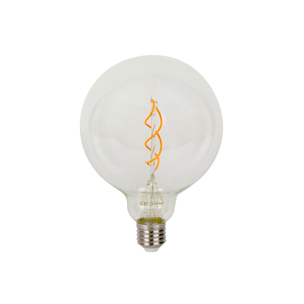 LED lemputė E27 G125 230V 4W 230lm, gintarinė balta 1800K, RETRO VINTAGE, pritemdoma, LED line PRIME