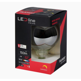 LED lemputė E27 G125 230V 4W 230lm, gintarinė balta 1800K, RETRO VINTAGE, pritemdoma, LED line PRIME