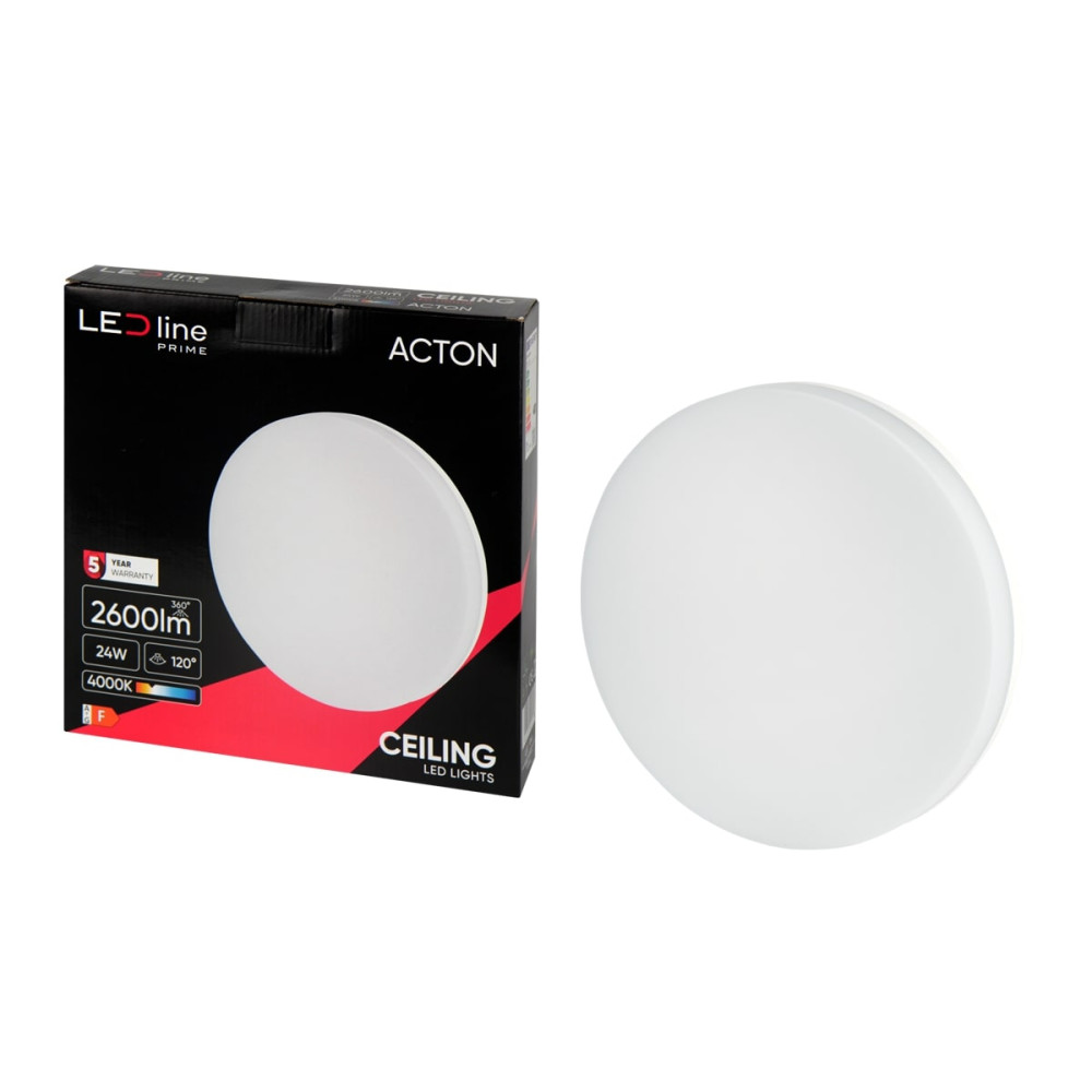 LED šviestuvas, paviršinis, ACTON 24W 2600lm 4000K IP54 apvalus
