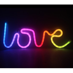 LED NEON dekoracija LOVE, RGB skaitmeninė - dinaminė spalva, su pulteliu