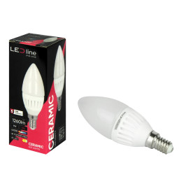 Lemputė LED E14 230V 9W 1260lm žvakės formos, 4000K, keramikinė, LED line PRIME