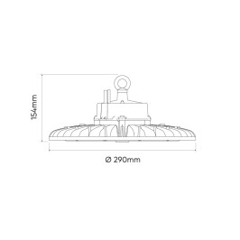 Sandėlio šviestuvas PHANTOM, 230Vac, 150W 28 500lm, 190lm/ W, 1-10V, 120°, pritemdomas