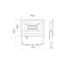 Lauko šviestuvas LED 50W neutraliai balta 230Vac, 5000lm, IP65, juodas, PHOTON, LED LINE