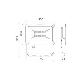 Lauko šviestuvas LED 50W neutraliai balta 230Vac, 5000lm, IP65, juodas, PHOTON, LED LINE