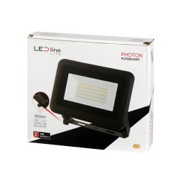 Lauko šviestuvas LED 50W neutraliai balta 230Vac, 5000lm, IP65, juodas, PHOTON, LED LINE