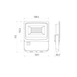 Lauko šviestuvas LED 30W neutraliai balta 230Vac, 3000lm, IP65, juodas, PHOTON, LED LINE