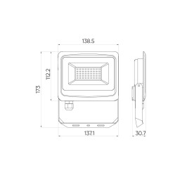 Lauko šviestuvas LED 30W neutraliai balta 230Vac, 3000lm, IP65, juodas, PHOTON, LED LINE