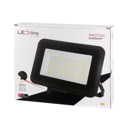 Lauko šviestuvas LED 100W neutraliai balta 230Vac, 10000lm, IP65, juodas, PHOTON, LED LINE