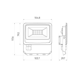 Lauko šviestuvas LED 10W neutraliai balta 230Vac, 1000lm, IP65, juodas, PHOTON, LED LINE