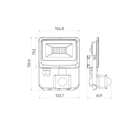 Lauko šviestuvas su judesio davikliu LED 10W neutraliai balta 230Vac, 1000lm, IP65, juodas, PHOTON, LED LINE