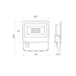 Lauko šviestuvas LED 20W neutraliai balta 230Vac, 2000lm, IP65, juodas, PHOTON, LED LINE