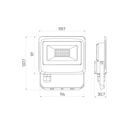 Lauko šviestuvas LED 20W neutraliai balta 230Vac, 2000lm, IP65, juodas, PHOTON, LED LINE