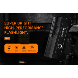 Žibintuvėlis M12, 8000lm, 112W, įkraunamas USB C, 4x 18650 8000mAh, IP44