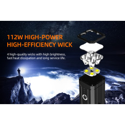 Žibintuvėlis M12, 8000lm, 112W, įkraunamas USB C, 4x 18650 8000mAh, IP44