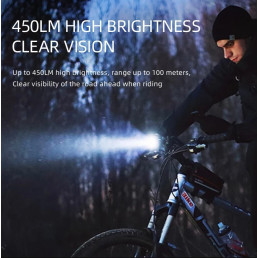 Dviračio žibintuvėlis BL22, 450lm, 3W, įkraunamas USB, 1800mAh, IP54