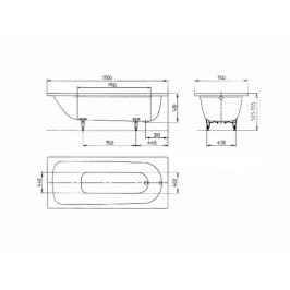 Plieninė vonia Saniform Plus 170x75x41 mod. 373-1