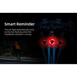 Dviračio signalinis žibintuvėlis, 3W, IP54, 330mAh, įkraunamas micro USB, su stabdymo sensorium