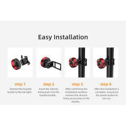 Dviračio signalinis žibintuvėlis, 3W, IP54, 330mAh, įkraunamas micro USB, su stabdymo sensorium