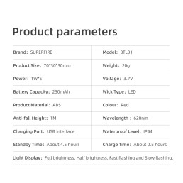 Dviračio signalinis žibintuvėlis, raudonas, įkraunamas micro USB, 1W, 4.5val., IP44, 230mAh