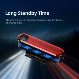 Dviračio signalinis žibintuvėlis, raudonas, įkraunamas micro USB, 1W, 4.5val., IP44, 230mAh