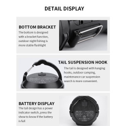 Žibintuvėlis su rankena M9-X, 9W 440lm, 3000mAh, iki 390m