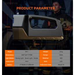 Žibintuvėlis su rankena M17, 5W 230lm, 2400mAh, iki 350m