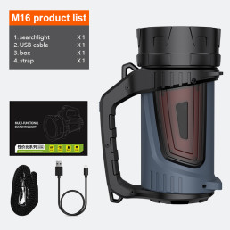 Žibintuvėlis su rankena M16, 5W 400lm, 3900mAh, iki 340m, su POWERBANK