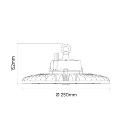 Sandėlio šviestuvas PHANTOM, 230Vac, 100W 19 000lm, 190lm/ W, 120°, 1-10V pritemdomas