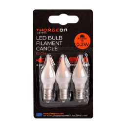 LED lemputės E10 žemos įtampos 0.2W 8-55V, 0.2W 12lm, 2100K, 3vnt. žvakutės matinės