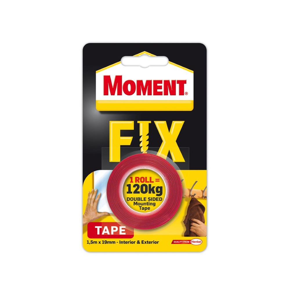 Dvipusė lipni juosta 19mmx1.5m Moment Fix 120kg MOMENT
