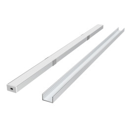 LED profilio komplektas, 2m, paviršinis, anoduotas, su baltu dangteliu, laikikliais ir aklėmis