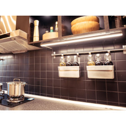 LED profilio komplektas, 2m, paviršinis, baltas, su baltu dangteliu, laikikliais ir aklėmis